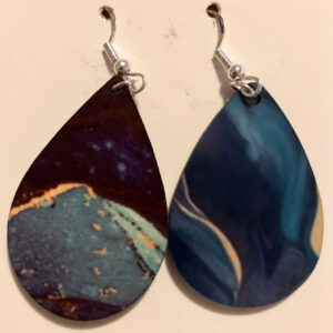 Ear Ring with abstract multi-colored stone design 2